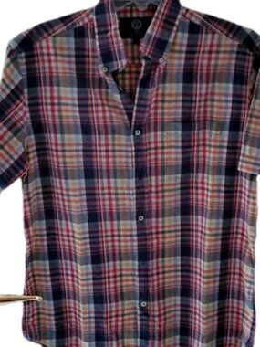 Viyella Short Sleeve Plaid Button Down Large